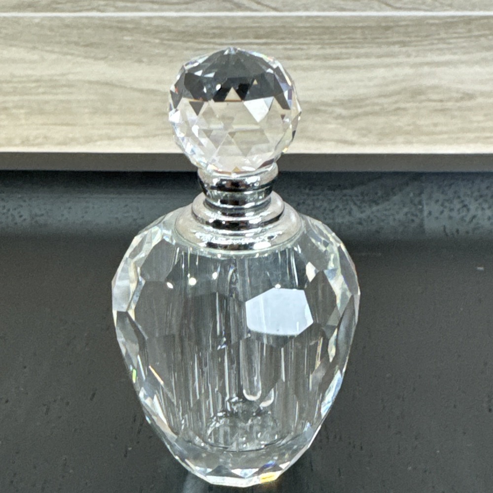 Oleg Cassini Lot Of 3 Crystal Small Perfume Bottle Glass Dauber Geometric Shape - Picture 8 of 16